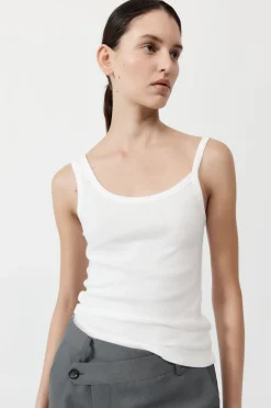 Tops*St. Agni Organic Cotton Asymm Tank - White
