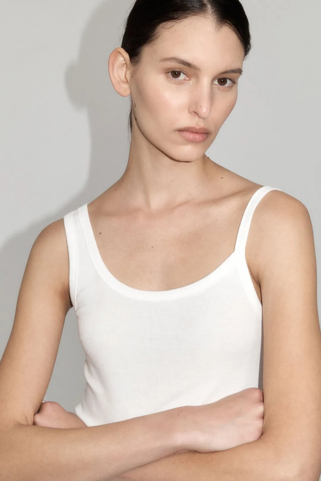 Tops*St. Agni Organic Cotton Asymm Tank - White