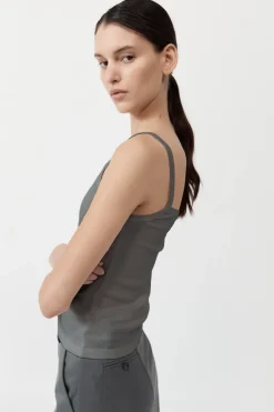 Tops*St. Agni Organic Cotton Asymm Tank - Pewter Grey