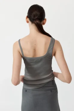 Tops*St. Agni Organic Cotton Asymm Tank - Pewter Grey