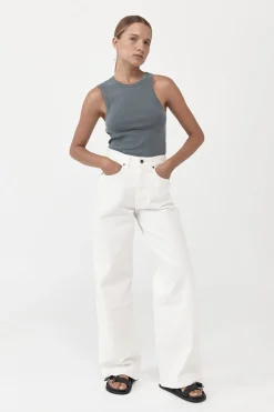 Basics*St. Agni Organic Cotton Asymmetric Tank - Diesel Grey