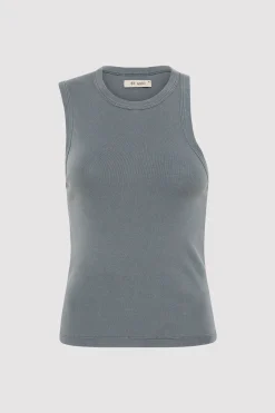 Basics*St. Agni Organic Cotton Asymmetric Tank - Diesel Grey