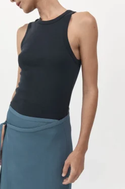 Singlets*St. Agni Organic Cotton Asymmetric Tank - Black