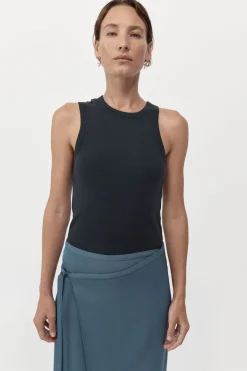 Basics*St. Agni Organic Cotton Asymmetric Tank - Black