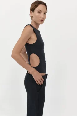 Singlets*St. Agni Organic Cotton Cut Out Tank - Black
