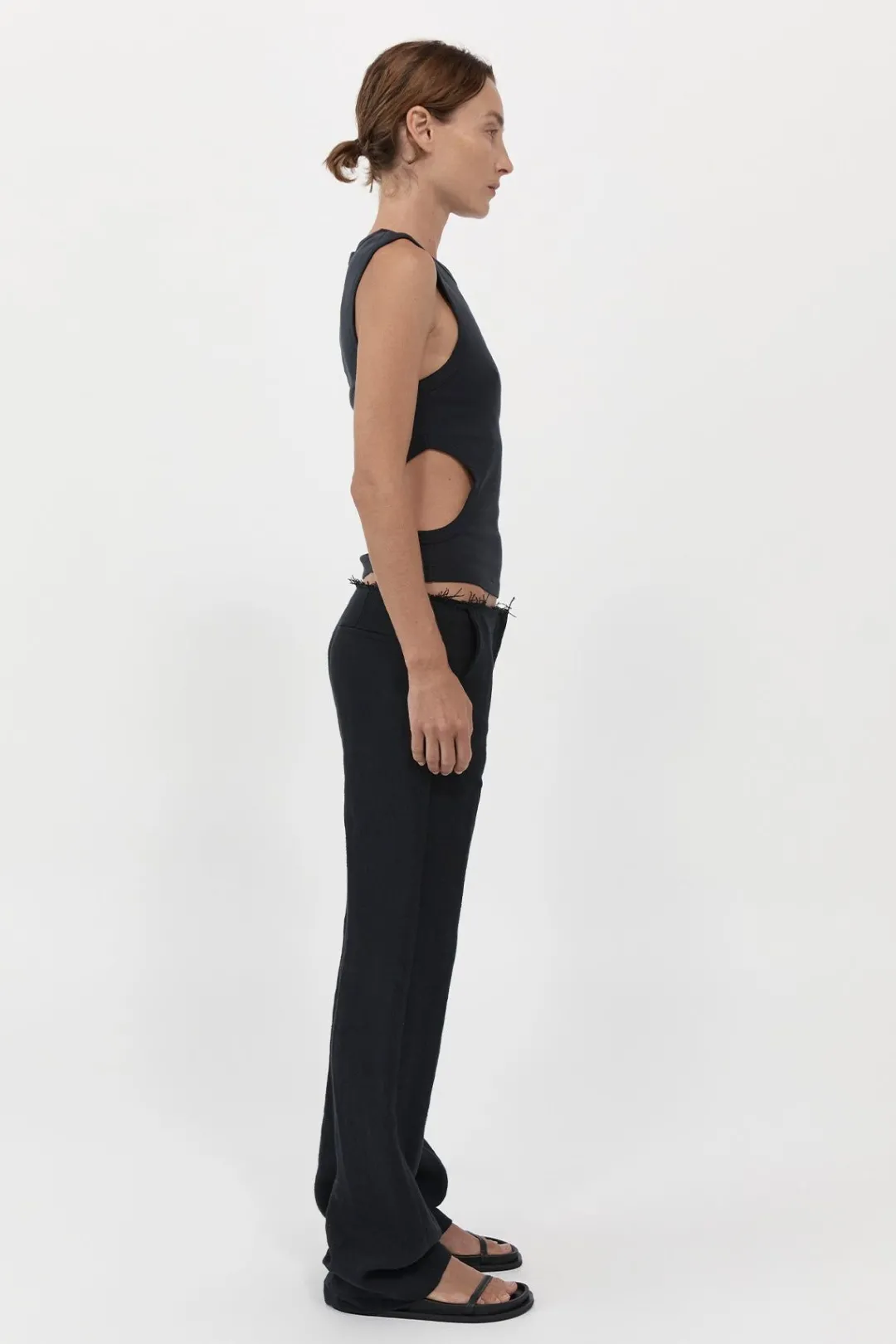 Singlets*St. Agni Organic Cotton Cut Out Tank - Black