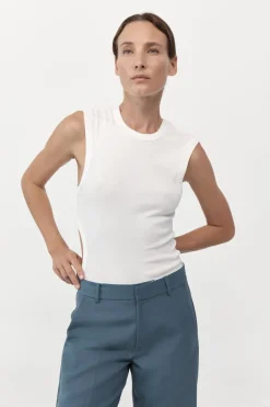 Tops*St. Agni Organic Cotton Cut Out Tank - White