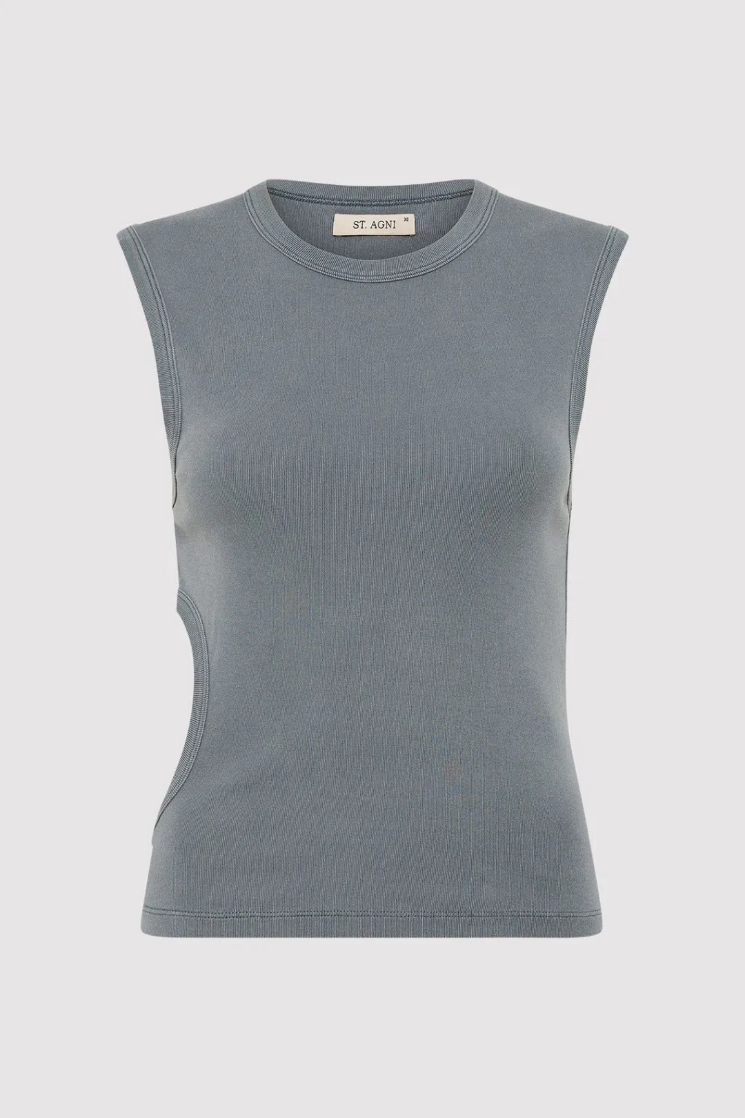 Tops*St. Agni Organic Cotton Cut Out Tank - Diesel Grey