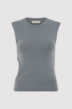 Singlets*St. Agni Organic Cotton Cut Out Tank - Diesel Grey