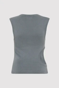 Singlets*St. Agni Organic Cotton Cut Out Tank - Diesel Grey