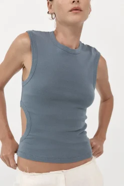 Basics*St. Agni Organic Cotton Cut Out Tank - Diesel Grey