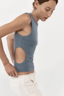 Basics*St. Agni Organic Cotton Cut Out Tank - Diesel Grey