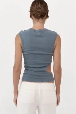 Basics*St. Agni Organic Cotton Cut Out Tank - Diesel Grey