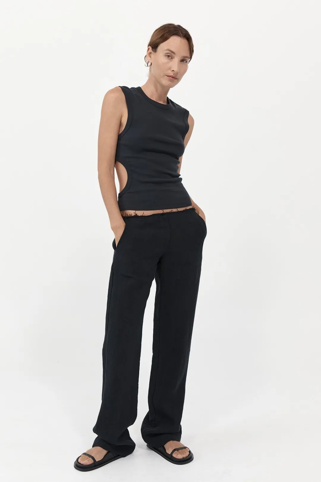 Tops*St. Agni Organic Cotton Cut Out Tank - Black