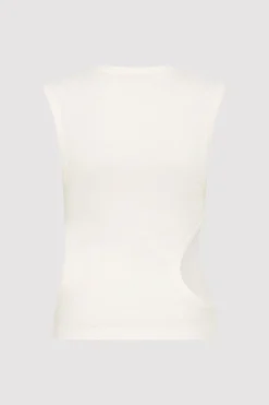 Singlets*St. Agni Organic Cotton Cut Out Tank - White