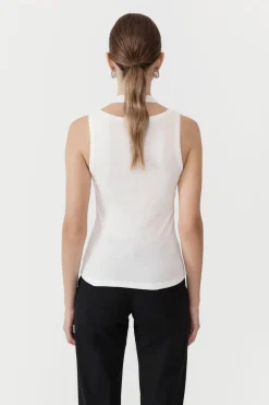Tops*St. Agni Organic Cotton Layered Tank - White