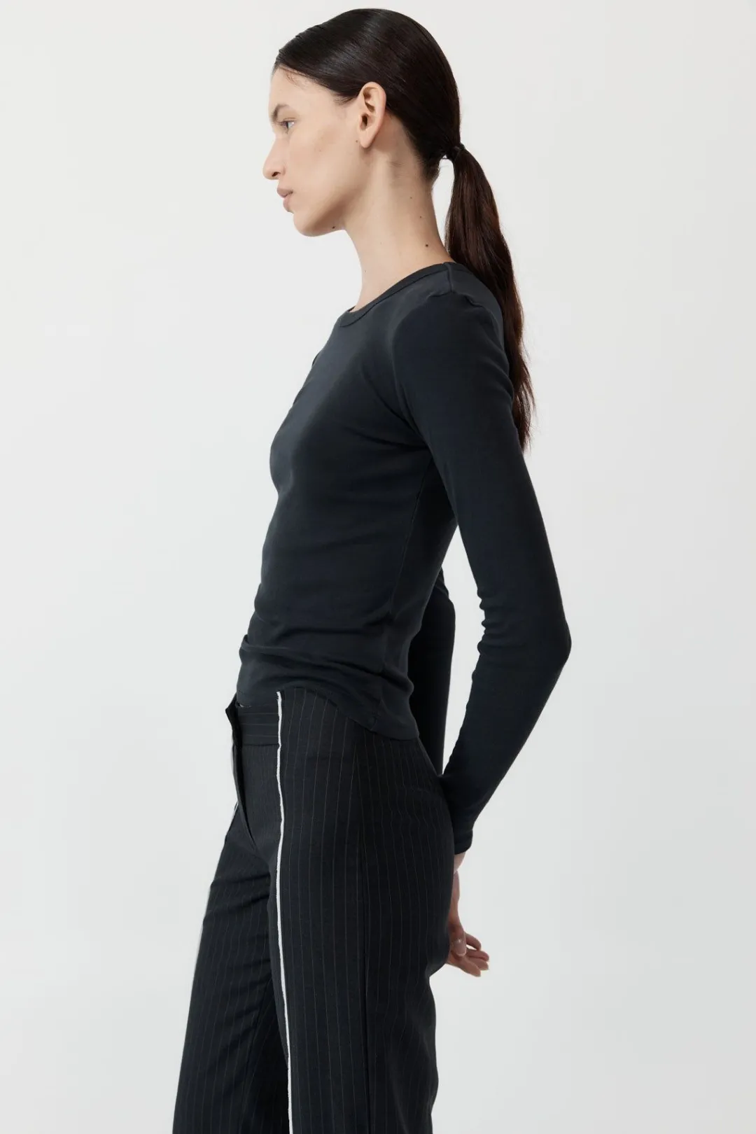 T-Shirts*St. Agni Organic Cotton Long Sleeve Top - Black