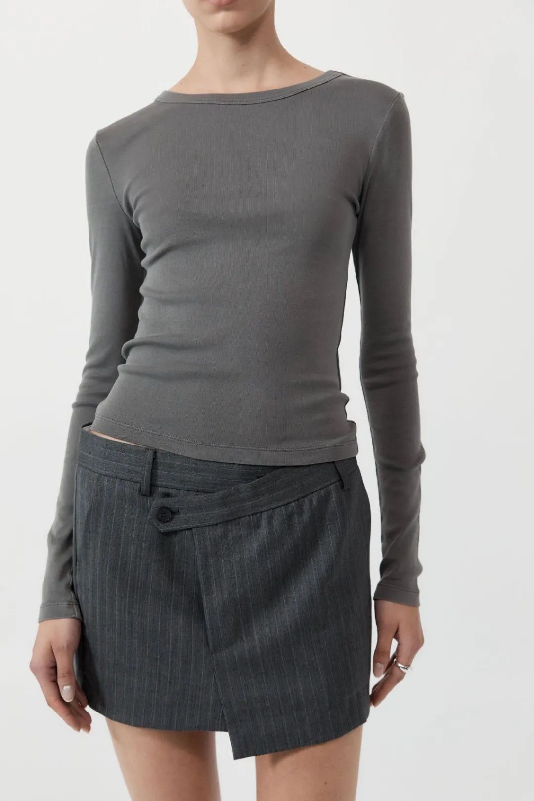 Basics*St. Agni Organic Cotton Long Sleeve Top - Pewter Grey