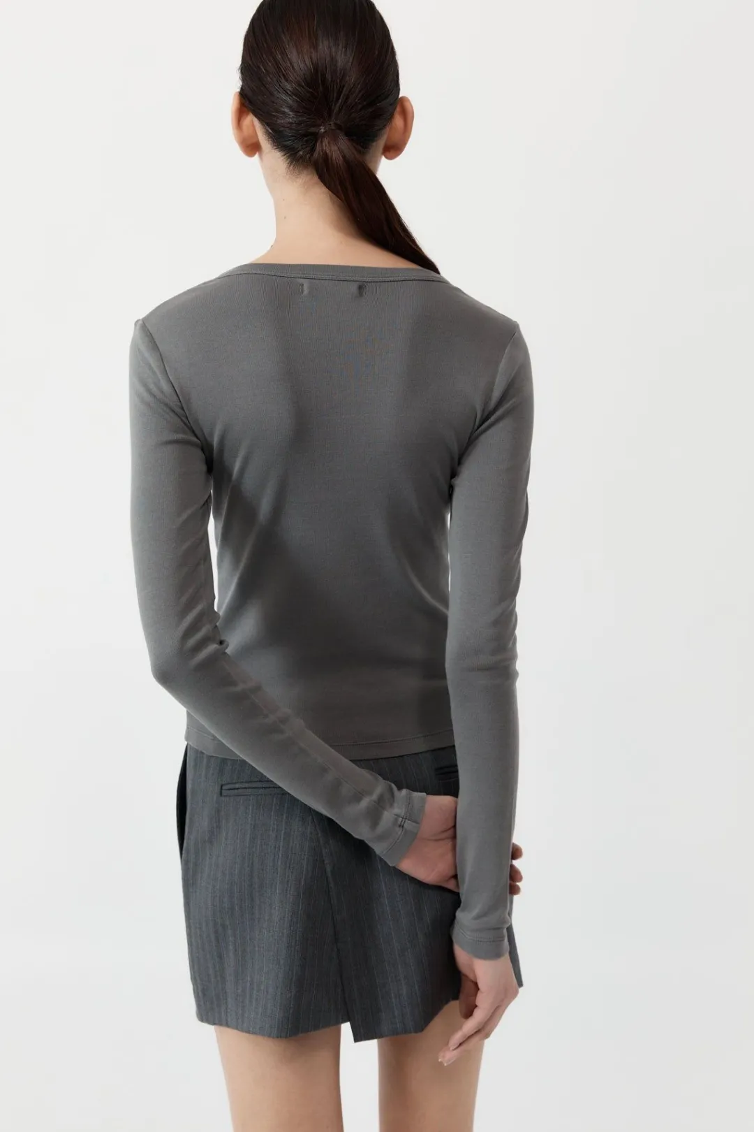 Basics*St. Agni Organic Cotton Long Sleeve Top - Pewter Grey