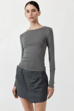 T-Shirts*St. Agni Organic Cotton Long Sleeve Top - Pewter Grey