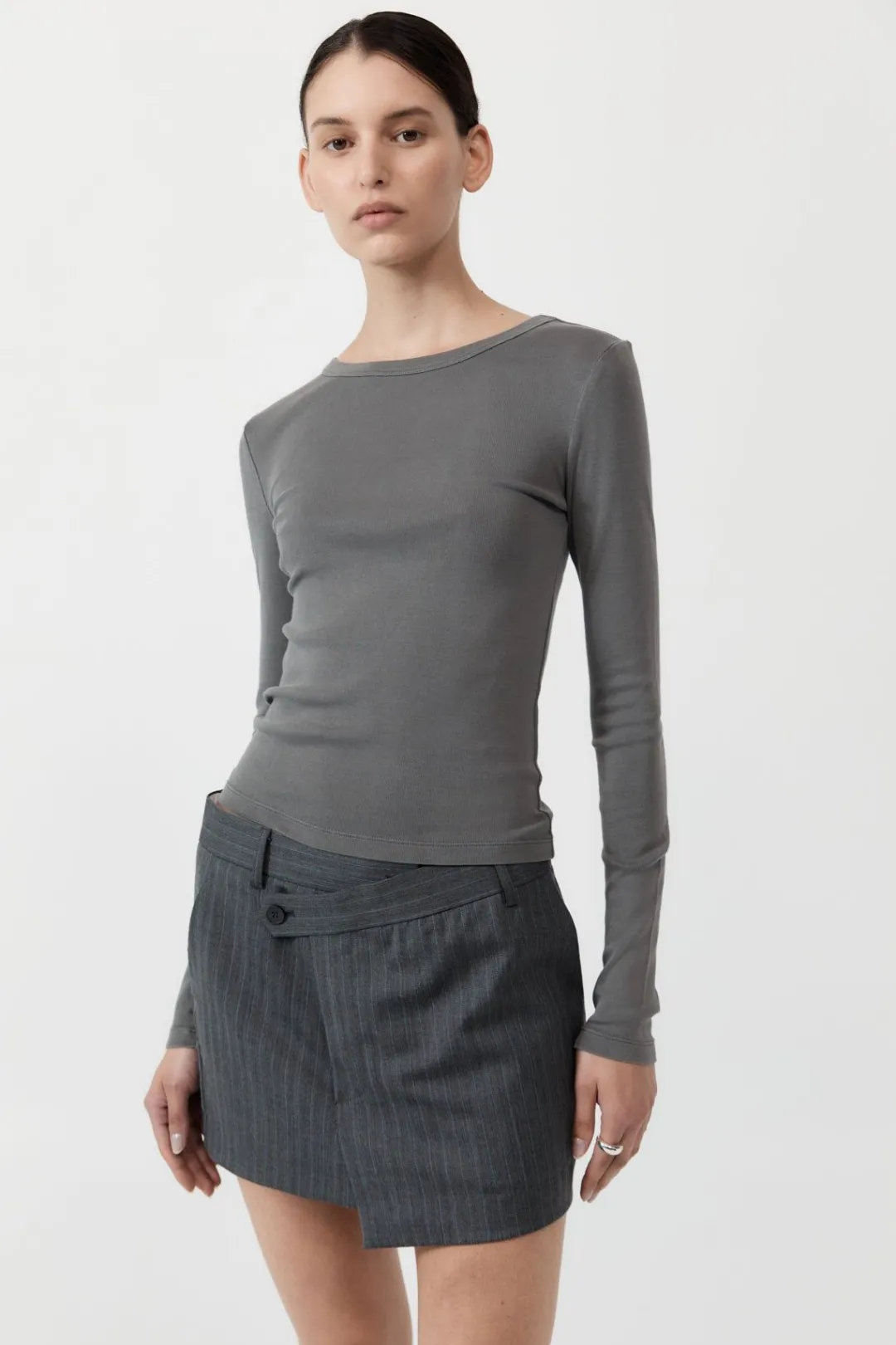 T-Shirts*St. Agni Organic Cotton Long Sleeve Top - Pewter Grey
