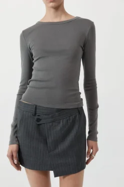 T-Shirts*St. Agni Organic Cotton Long Sleeve Top - Pewter Grey