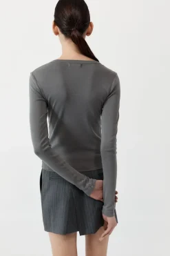 T-Shirts*St. Agni Organic Cotton Long Sleeve Top - Pewter Grey