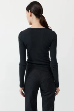 Tops*St. Agni Organic Cotton Long Sleeve Top - Black