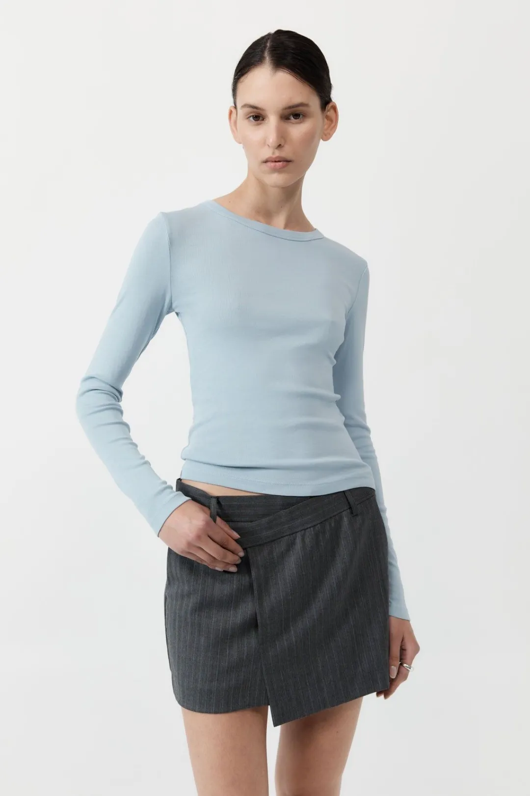 T-Shirts*St. Agni Organic Cotton Long Sleeve Top - Stone Blue