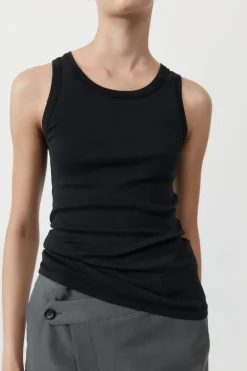 Tops*St. Agni Organic Cotton Singlet - Black