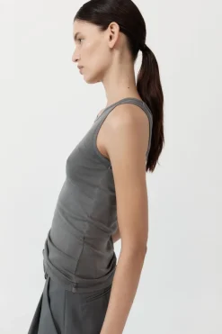 Tops*St. Agni Organic Cotton Singlet - Pewter Grey