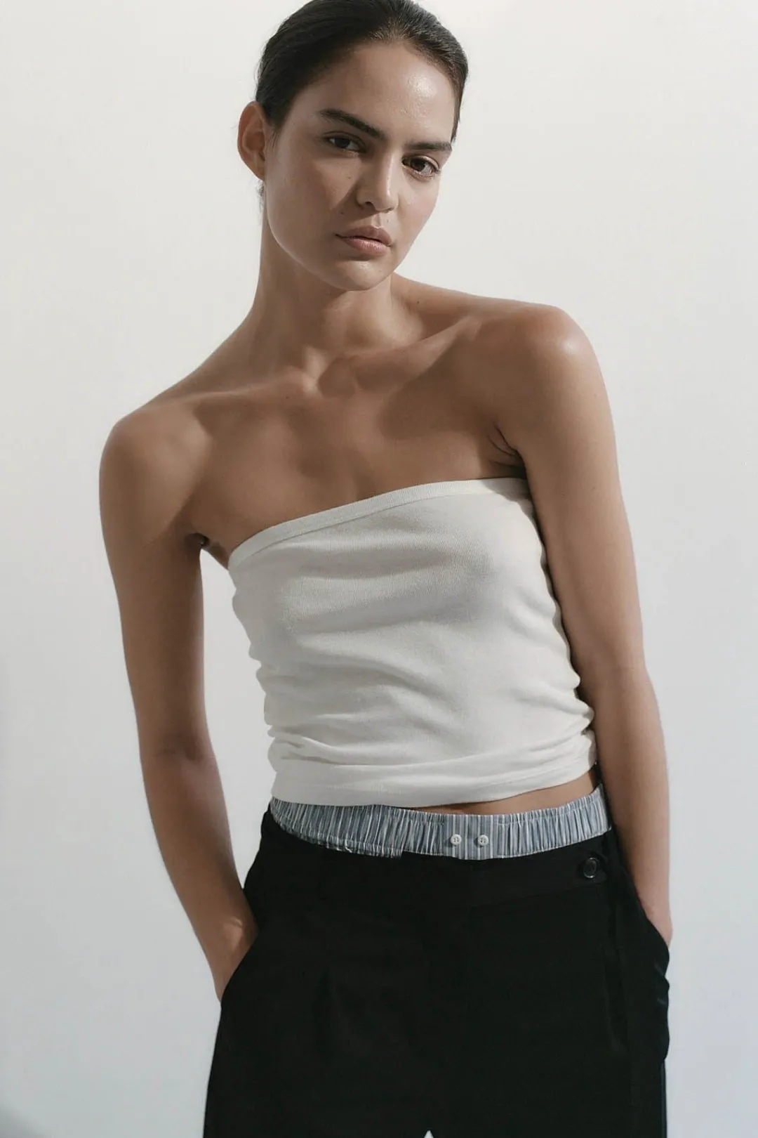 Basics*St. Agni Organic Cotton Strapless Top - White