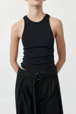 Singlets*St. Agni Organic Cotton V Back Tank - Black