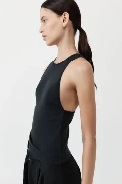 Singlets*St. Agni Organic Cotton V Back Tank - Black