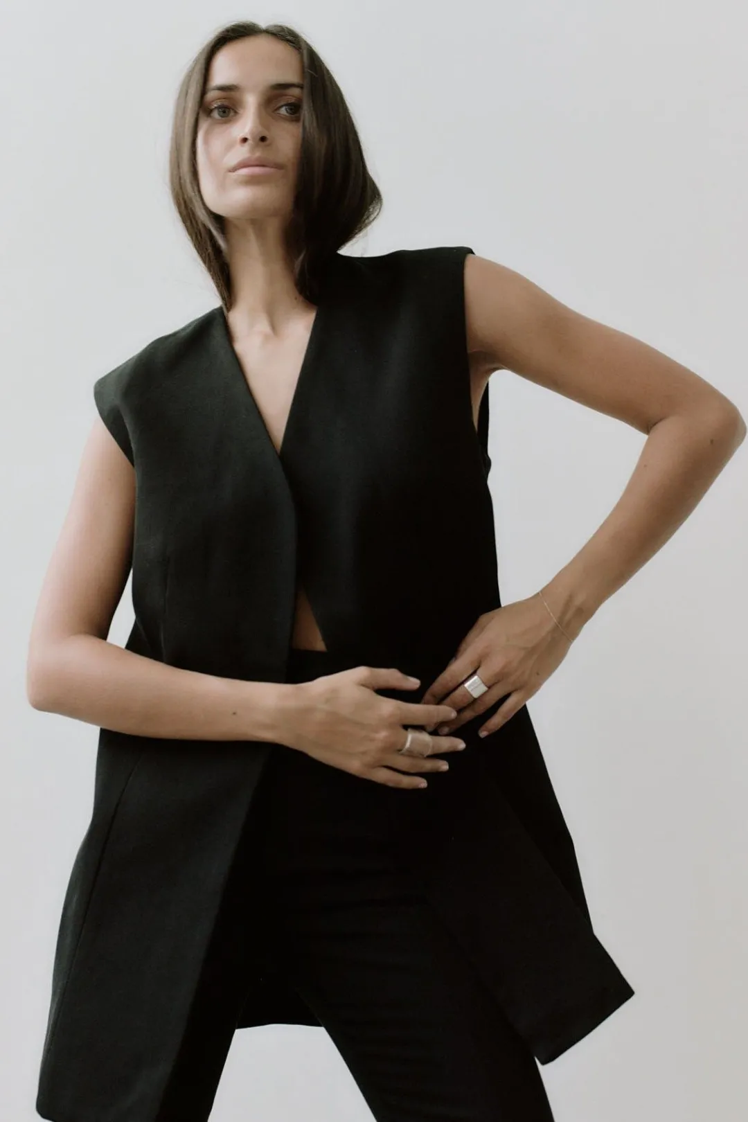 Tops*St. Agni Oversized Vest - Black