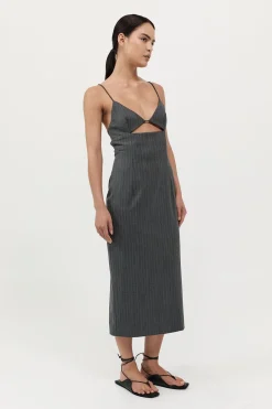 Dresses*St. Agni Pinstripe Bra Dress - Stone Blue Stripe