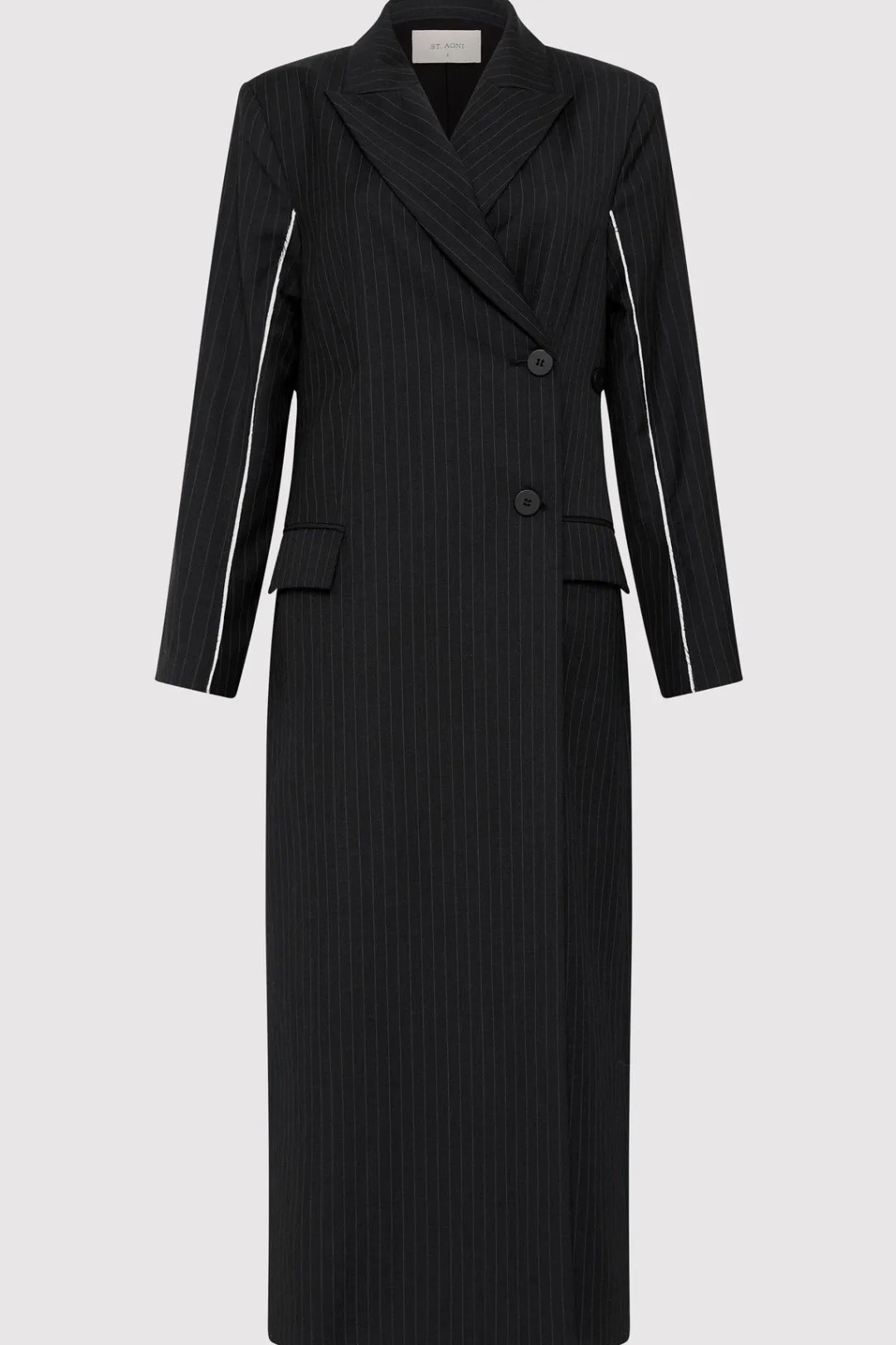 Jackets*St. Agni Pinstripe Maxi Coat - Black