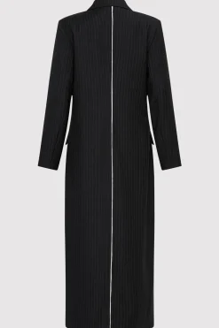 Jackets*St. Agni Pinstripe Maxi Coat - Black