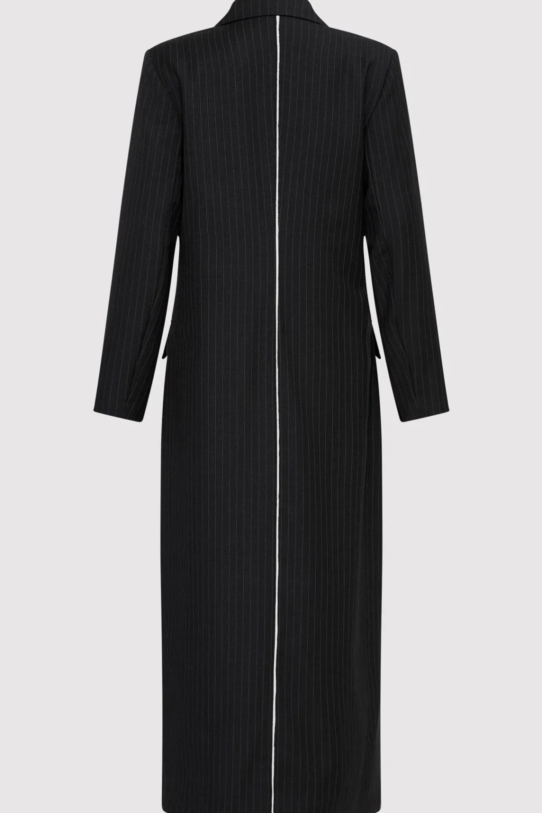 Jackets*St. Agni Pinstripe Maxi Coat - Black