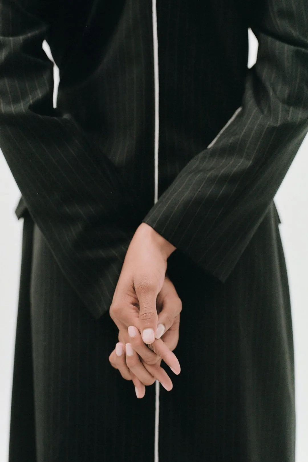Tailoring*St. Agni Pinstripe Maxi Coat - Black