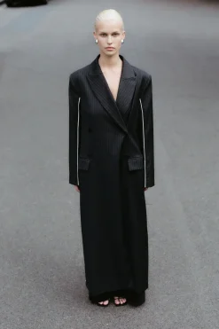 Tailoring*St. Agni Pinstripe Maxi Coat - Black
