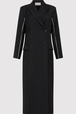 Tailoring*St. Agni Pinstripe Maxi Coat - Black