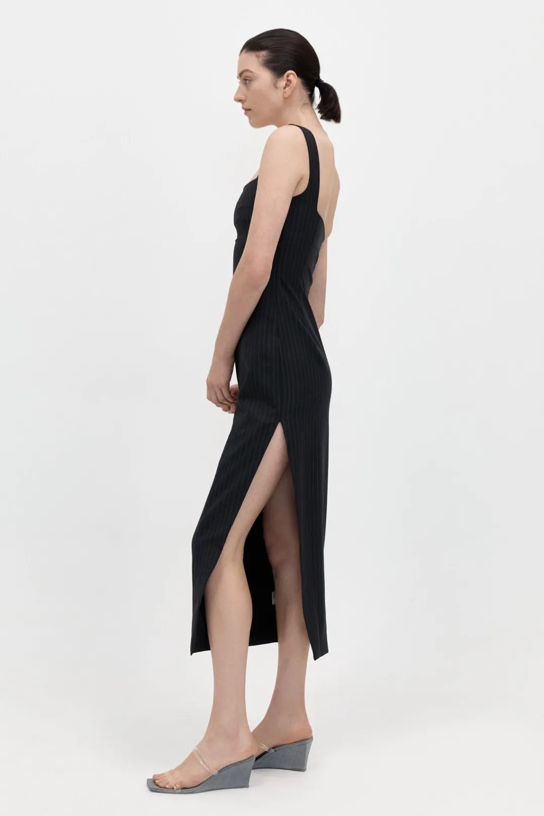 Tailoring*St. Agni Pinstripe Midi Dress - Black