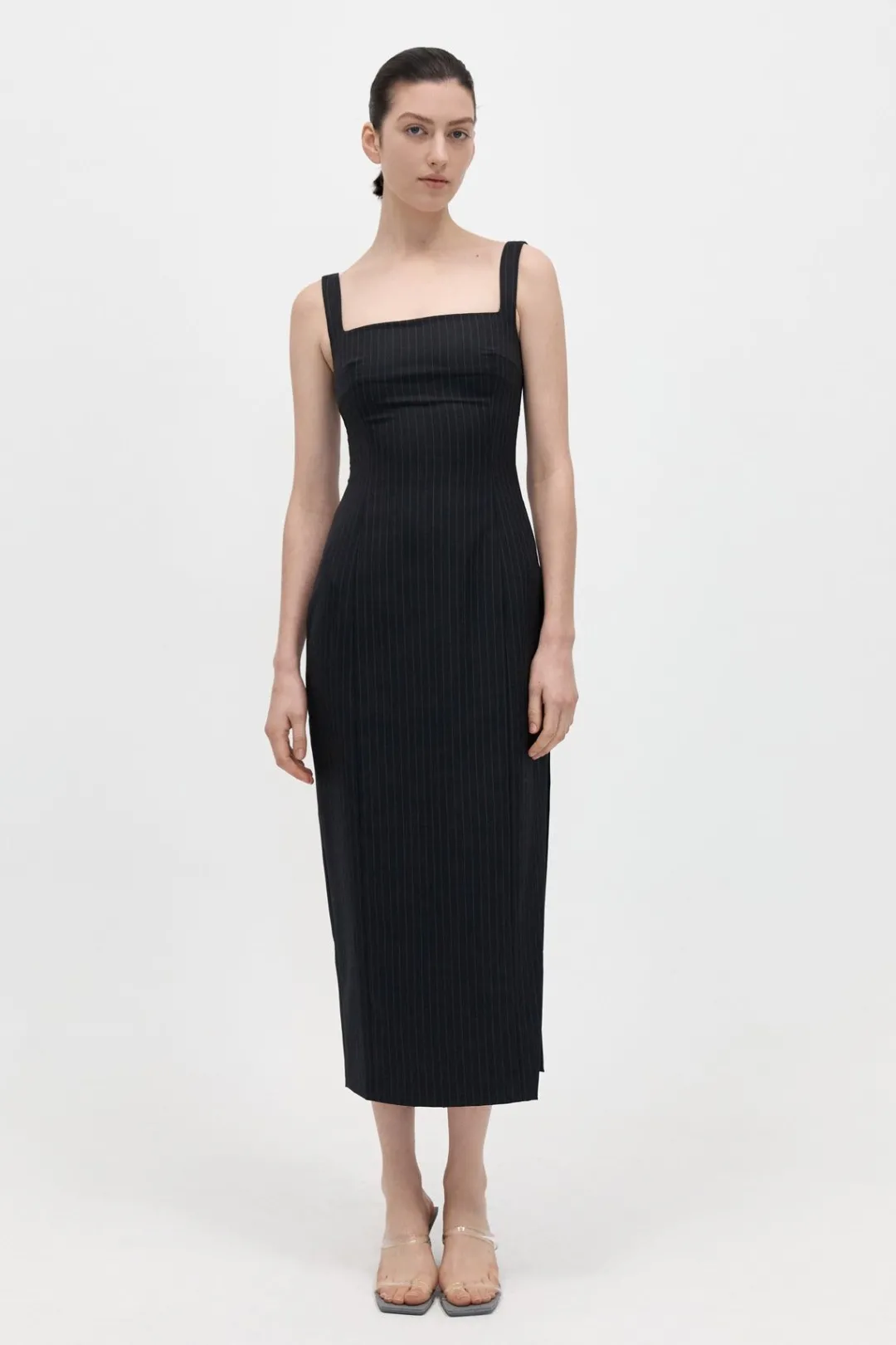 Dresses*St. Agni Pinstripe Midi Dress - Black