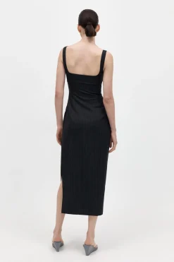 Dresses*St. Agni Pinstripe Midi Dress - Black