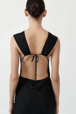 Dresses*St. Agni Pinstripe Silk Maxi Dress - Black