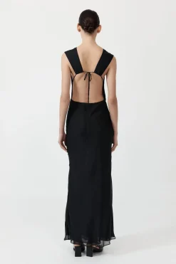Dresses*St. Agni Pinstripe Silk Maxi Dress - Black