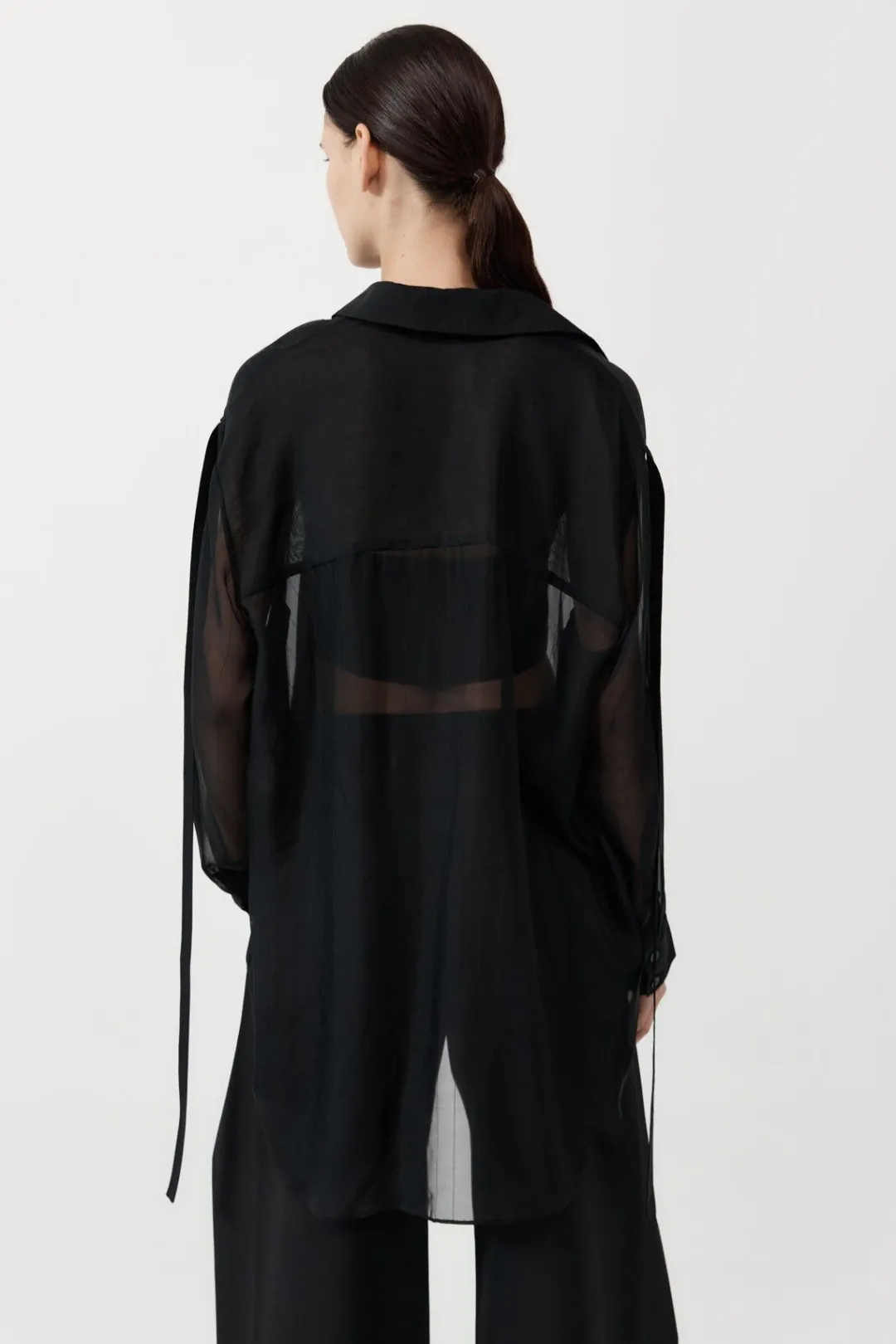 Shirts*St. Agni Pinstripe Silk Shirt - Black