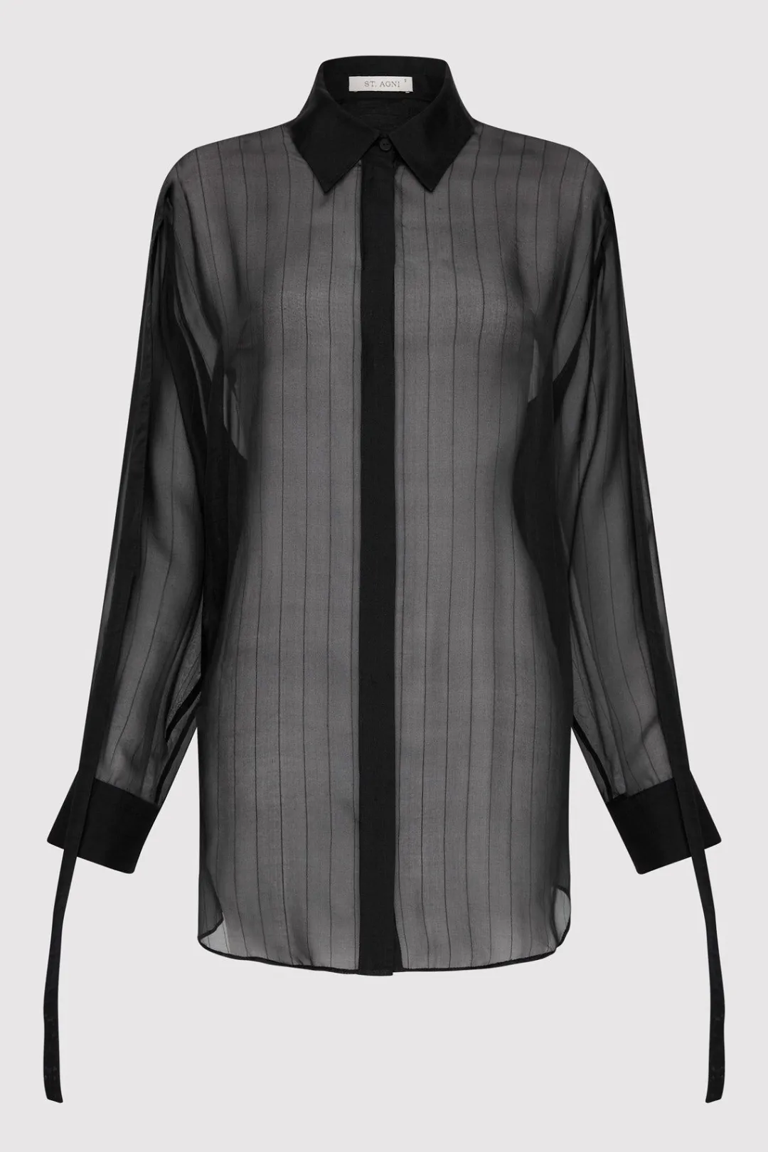 Shirts*St. Agni Pinstripe Silk Shirt - Black