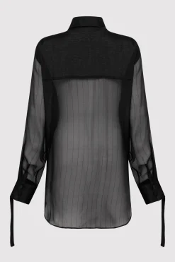 Shirts*St. Agni Pinstripe Silk Shirt - Black
